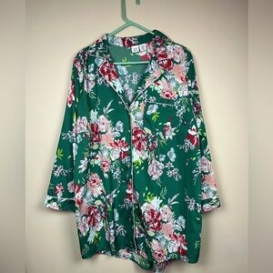 Cupcakes and Cashmere Floral Button Down Pajama Shirt Size 1XL